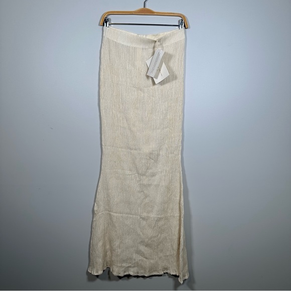 Savannah Morrow Cream Plissé Maxi Bamboo Silk Skirt Size Small - Picture 4 of 16